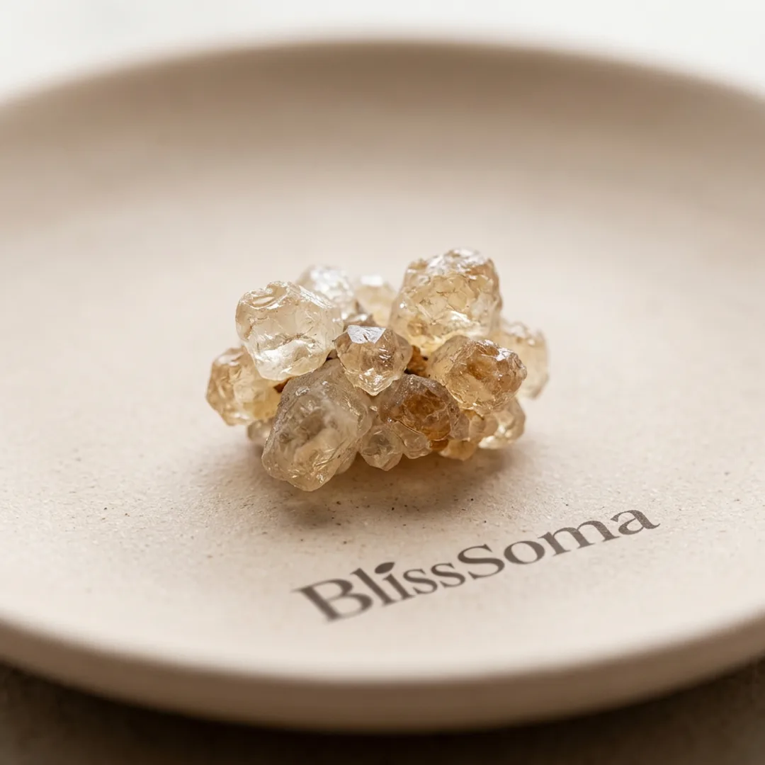 Raw almond gum crystals